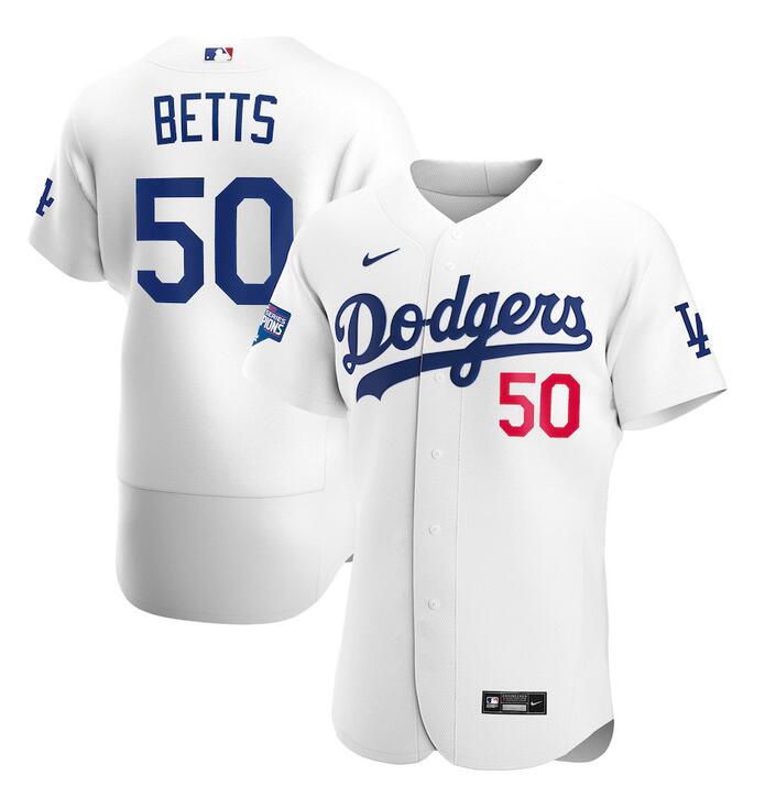 Cheap Men Los Angeles Dodgers 50 Mookie Betts Nike White 2020 World Series Champions Home Authentic Player MLB Jersey